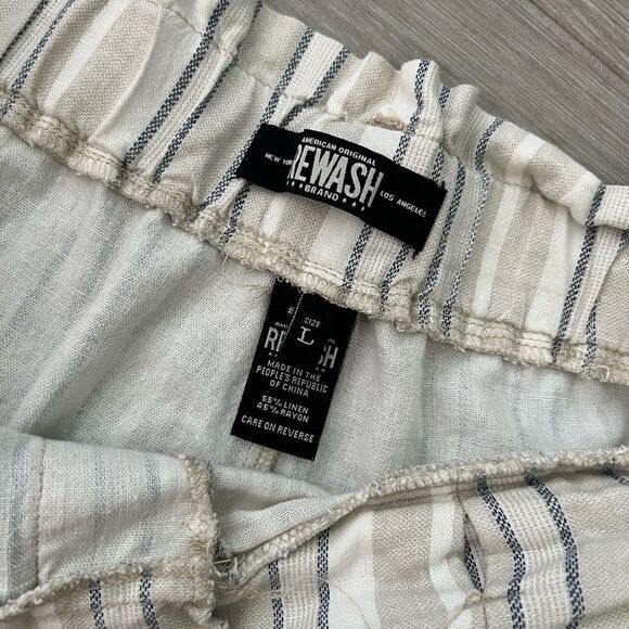 Rewash Womens Shorts Linen Blend Striped Sz Large - Picture 2 of 4
